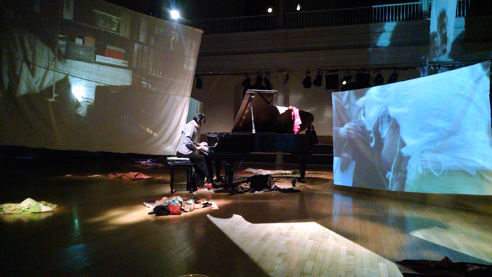 Margaret Leng Tan performing in An Evening with Margaret Leng Tan, Valda Setterfield, and Forrest Gander. Photo: Michael DiPietro.