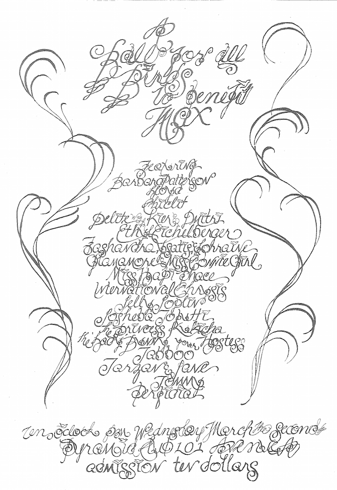 A Ball for All Birds to Benefit Max at the Pyramid Club. Invitation, March 1988. Courtesy of David Yarritu.