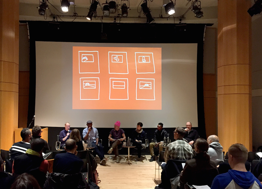"A Matter of Urgency and Agency: HIV/AIDS Now" panel at The Center for the Humanities, CUNY, November 10, 2016. Panel l-r: Jaime Shearn Coan, Kenyon Farrow, Ted Kerr, iele paloumpis, Jawanza James Williams, Robert Sember. Photo: Lily Cohen.
