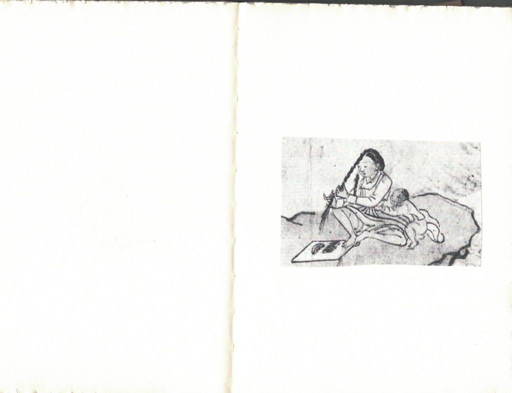 Gyun Hur, Untitled, collage on paper (collage from a copy of painting Laundry by Kim-Hong Do, 18th century), 8.5” x 12” (2018)