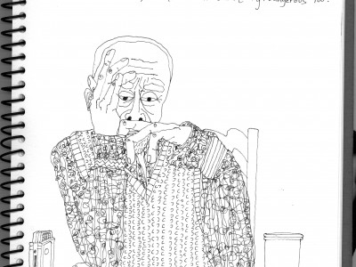 Cecil Taylor. Drawing by Ralph Lemon.